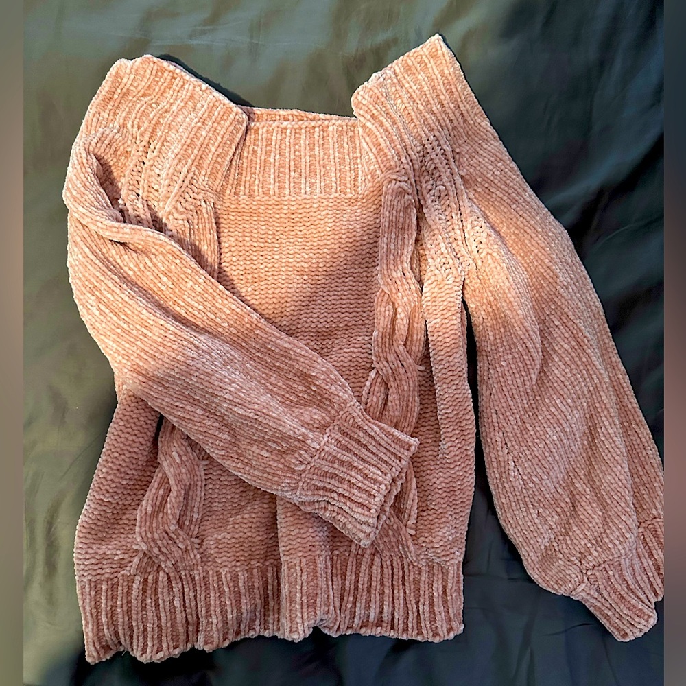 Cotton candy pink chenille sweater